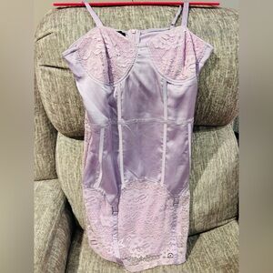 Parisian ASOS Lavender Lace and Satin Corset Sexy Lingerie Mini Dress